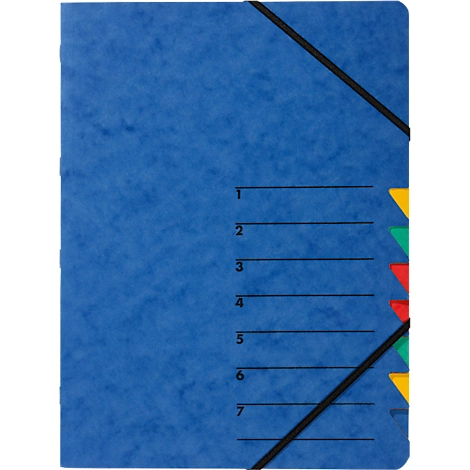 PAGNA Dokumentenmappe Easy, DIN A4, Gummizugverschluss, 7-teilig, blau