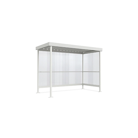 Raucherunterstand WSM Jena Maxi, Outdoor, für 4-5 Personen, B 2960 x T 1580 x H 2360 mm, pulverbeschichtet grauweiß RAL 9002