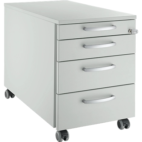 Schäfer Shop Genius Rollcontainer 1233, mit Griff rund, B 435 x H 577 mm, lichtgrau/lichtgrau/lichtgrau