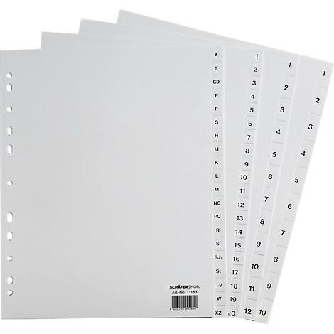 Schäfer Shop Select Ordner-Register, Überbreite, Zahlen 1-31, grau