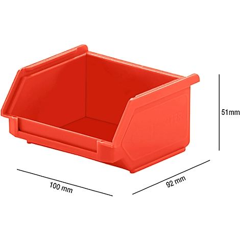 Sichtlagerkasten SSI Schäfer LF 110, Polypropylen, L 92 x B 100 x H 51 mm, 0,26 l, rot