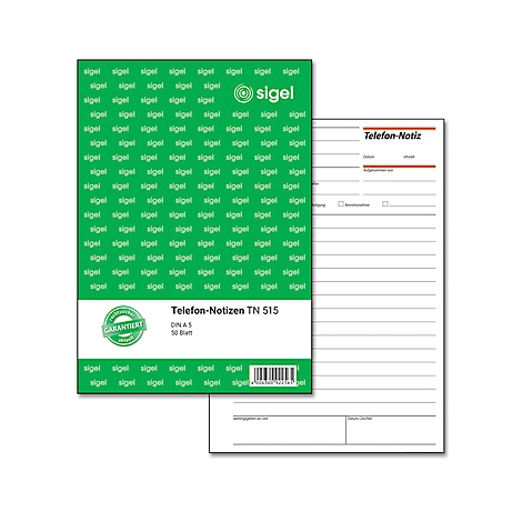sigel® Telefon-Notiz TN515, DIN A5 hoch, 50 Blatt