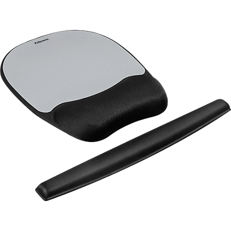 Sparset Mauspad mit Handgelenkauflage und Tastatur-Handgelenkauflage, schwarz/silber