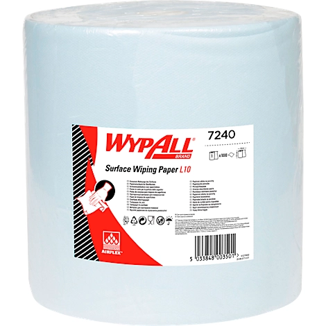 WYPALL* Wischtuch L-10 EXTRA + Großrolle, aus Airflexmaterial, 1000 Tücher, 1-lagig, blau