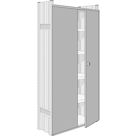Zweiflügel-Tür für Steckregal-System R 3000/4000, für Feldbreite 995 mm, Höhe 2111 mm, hellsilber